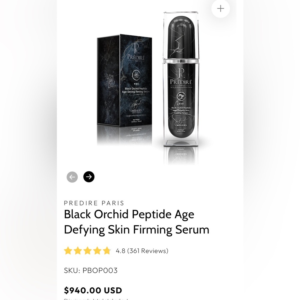 PREDIRE PARIS Black Orchid Peptide Age Defying Skin Firming Serum